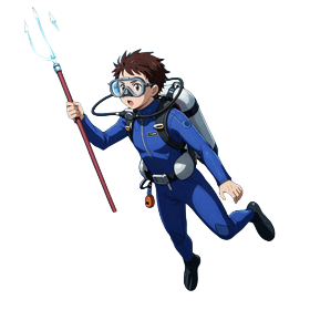 Push Gaming Anime Maskottchen Diver Razor Shark Underwater