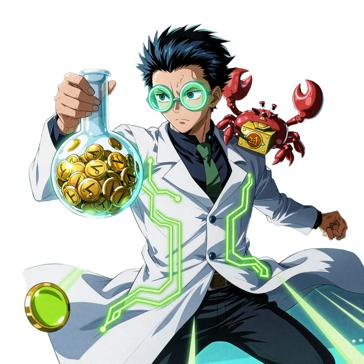 Professor-Sensei Maskottchen mit Bonus Crab im CasinoLab Anime-Labor